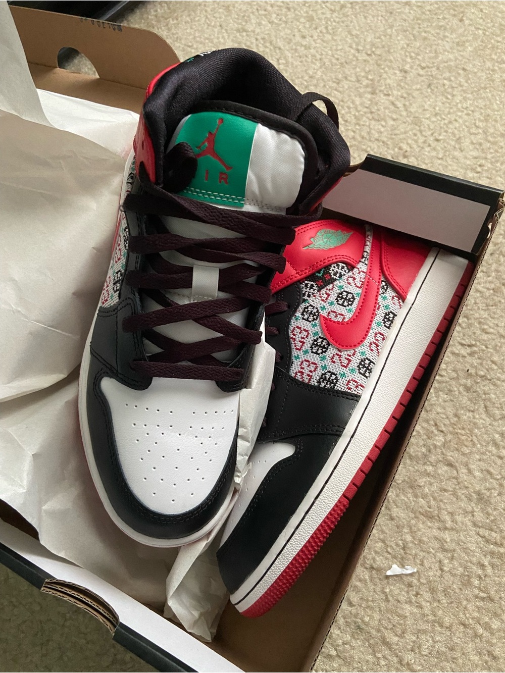 Nike Air Jordan 1 Mids Sneakers - Ugly Christmas Sweater GS